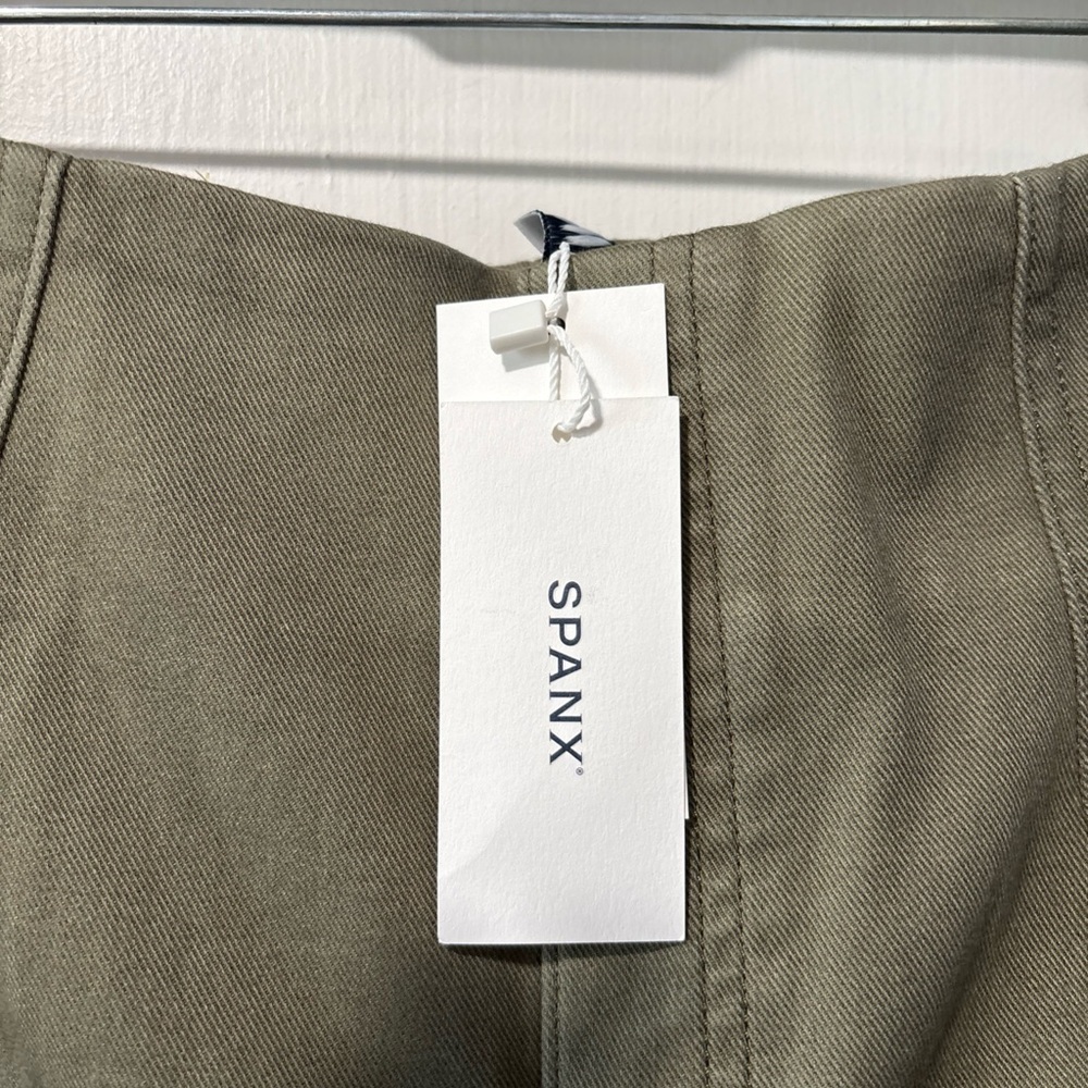 NWT Spanx Stretch Twill Cropped Wide Leg Pants Tuscan Olive Green Size L P New - Picture 3 of 11